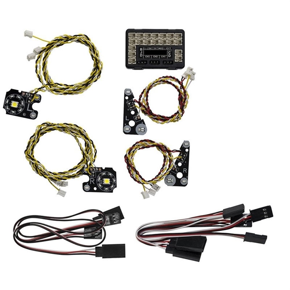 RC Car Upgrade Parts Compatible with Traxxas for TRX-4 for Defender 1/10 RC Crawler Car Parts Front Rear Lights IC Lamp Group Front Light Lighting System Kit
