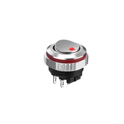 FXPCGZISH 22MM Round Rocker Switch, high Current 16A, 2NO/2NO2NC Optional, Chrome-Plated Button or Oxidized Black Button Optional 5-24V 2 Positions(4pin R(Silver Key),2NO2NC)