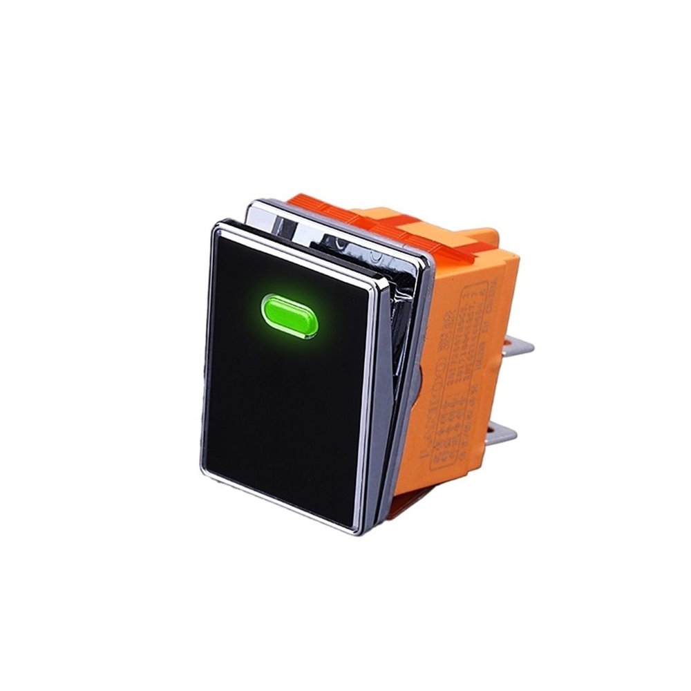FXPCGZISH 4pin Drawing Process Aluminum Oxidation of Key 16A 250VAC DPDT Aluminum Panel Waterproof Rocker Switch(Green(Black Panel),9-24V)