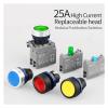 FXPCGZISH Button Switch Control Start Stop Self Reset No Lamp Normally Open Normally Closed Screw Pin Connection Without Lamp Momentary(A-Black,1NO1NC) view 4