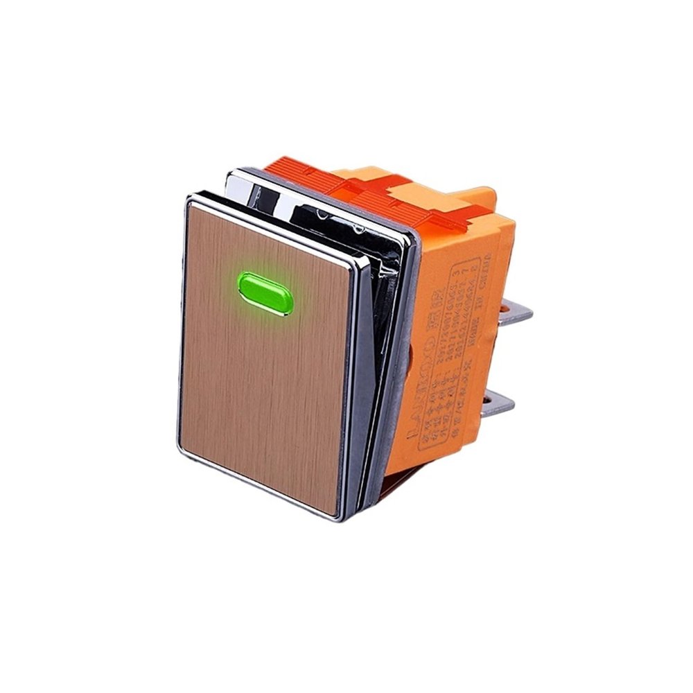 FXPCGZISH 4pin Drawing Process Aluminum Oxidation of Key 16A 250VAC DPDT Aluminum Panel Waterproof Rocker Switch(Green(Gold Panel),9-24V)