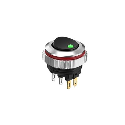 FXPCGZISH 22MM Round Rocker Switch, high Current 16A, 2NO/2NO2NC Optional, Chrome-Plated Button or Oxidized Black Button Optional 5-24V 2 Positions(6pin G(Black Key),2NO2NC)