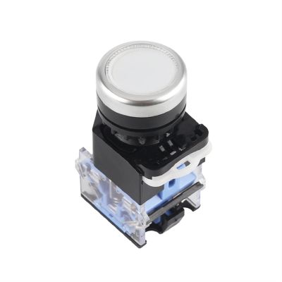 FXPCGZISH 1PCS Push Button Switch LA38-11BN LA38-11BNZS NO/NC Momentary/Latching 22mm 4 Screws Round Panel Cutout 2 Position Knob Switch (Color : White, Size : Self-Locking)