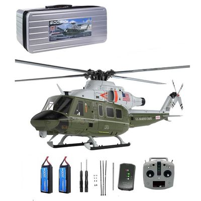 FORCEMO GOOSKY E2 UH-1Y GPS RC Helicopter, 2.4G 6CH Dual Brushless DD Stunt Remote Control Helicopter Lidar Positioning Mode1 2 Switchable, Gift -RTF