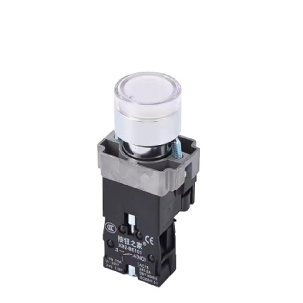 FXPCGZISH XB2-BW33B1C BW3361C Illuminated Knob Switch 2 Gears 3 Gears Normally Open Normally Closed Mechanical Button Switch Self-Lock LED Button Switch(White,380V)