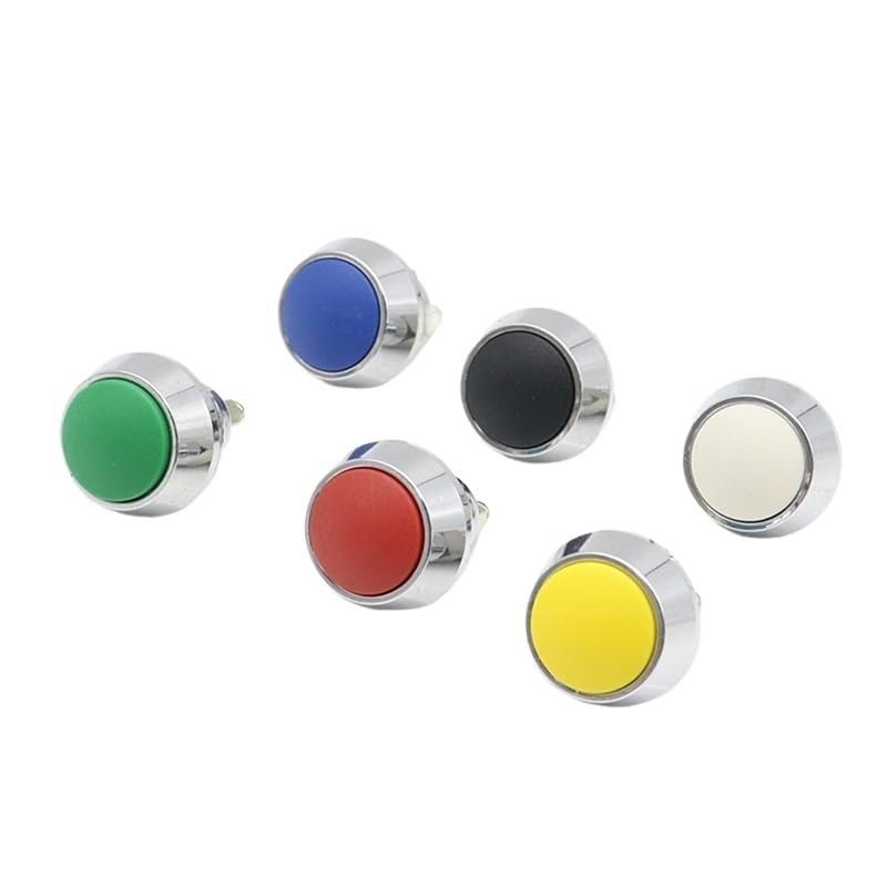 FXPCGZISH Metal Button Switch 12mm Waterproof Small-Sized Round Miniature Reset Momentary Spherical Ball Circle Head Switching 1NO Screw(Black)