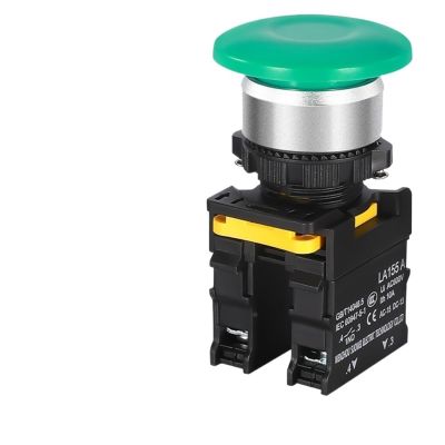 FXPCGZISH Mushroom Button Switch Waterproof Latching Momentary Self Reset Locking Panelboard Power Start Switch Red Green 10A 1NO1NC 22mm(Green,1NO)