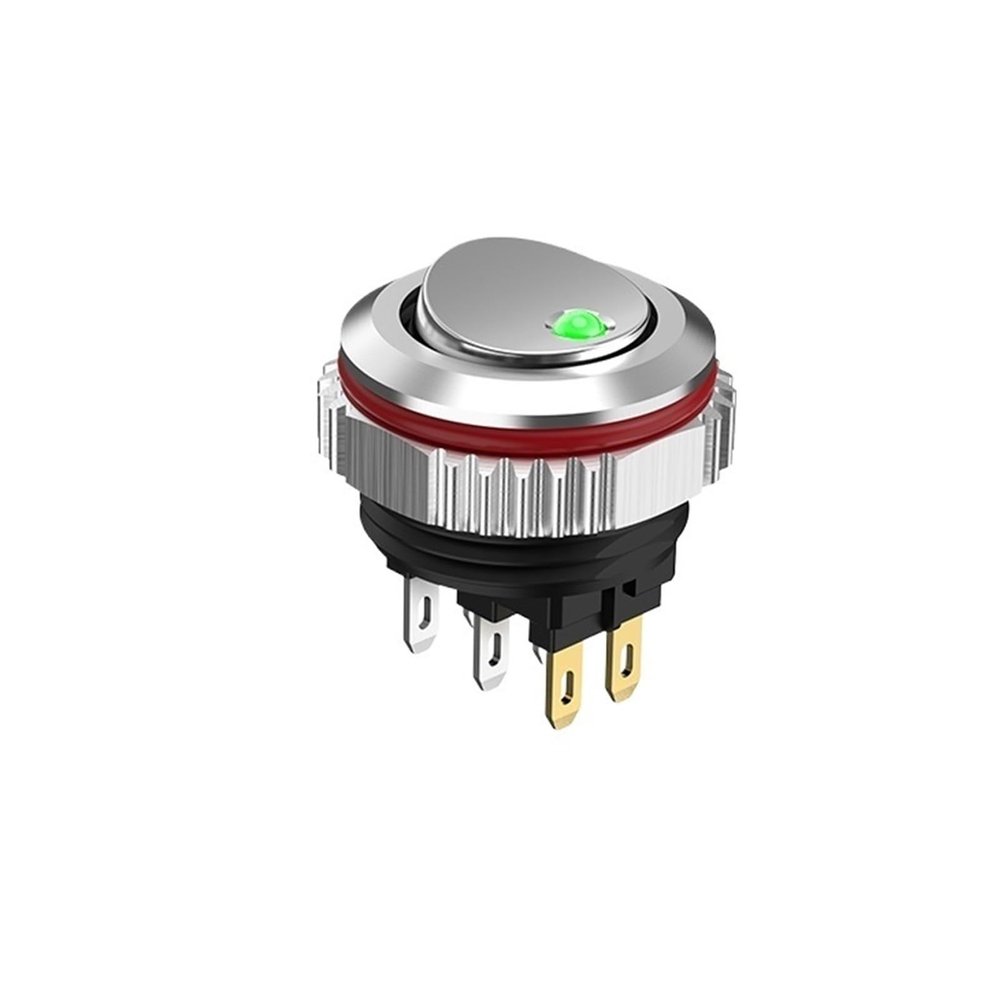 FXPCGZISH 22MM Round Rocker Switch, high Current 16A, 2NO/2NO2NC Optional, Chrome-Plated Button or Oxidized Black Button Optional 5-24V 2 Positions(6pin G(Silver Key),2NO2NC)