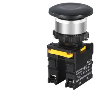FXPCGZISH Mushroom Button Switch Waterproof Latching Momentary Self Reset Locking Panelboard Power Start Switch Red Green 10A 1NO1NC 22mm(Black,2NC)