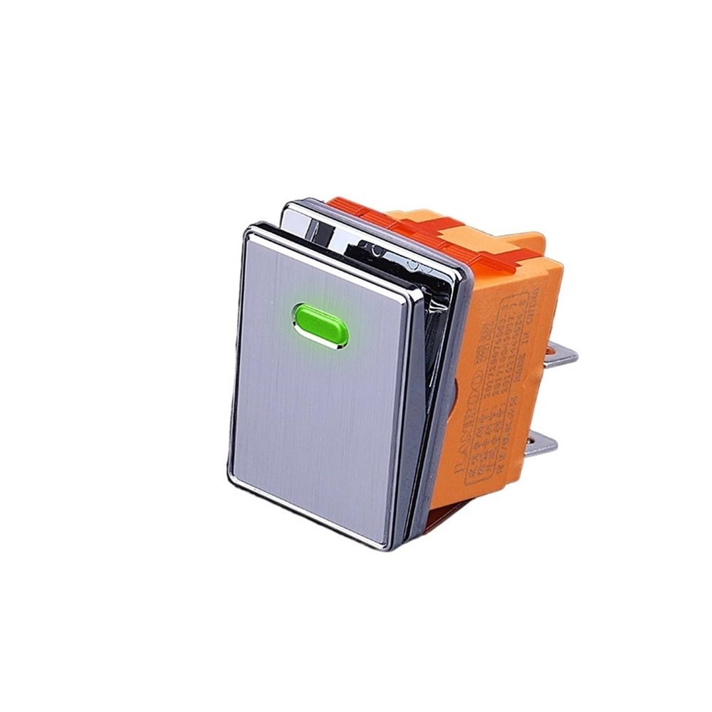 FXPCGZISH 4pin Drawing Process Aluminum Oxidation of Key 16A 250VAC DPDT Aluminum Panel Waterproof Rocker Switch(Green(Silvery Panel),3-8V)