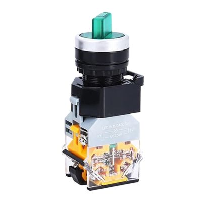 FXPCGZISH LA38-11XD/2 Rotary Push Button Switch with lamp 22MM 2 Position 3 Position Latching LED knob switches Multicolor Optional(Green,3P 1NO 1NC -6V)