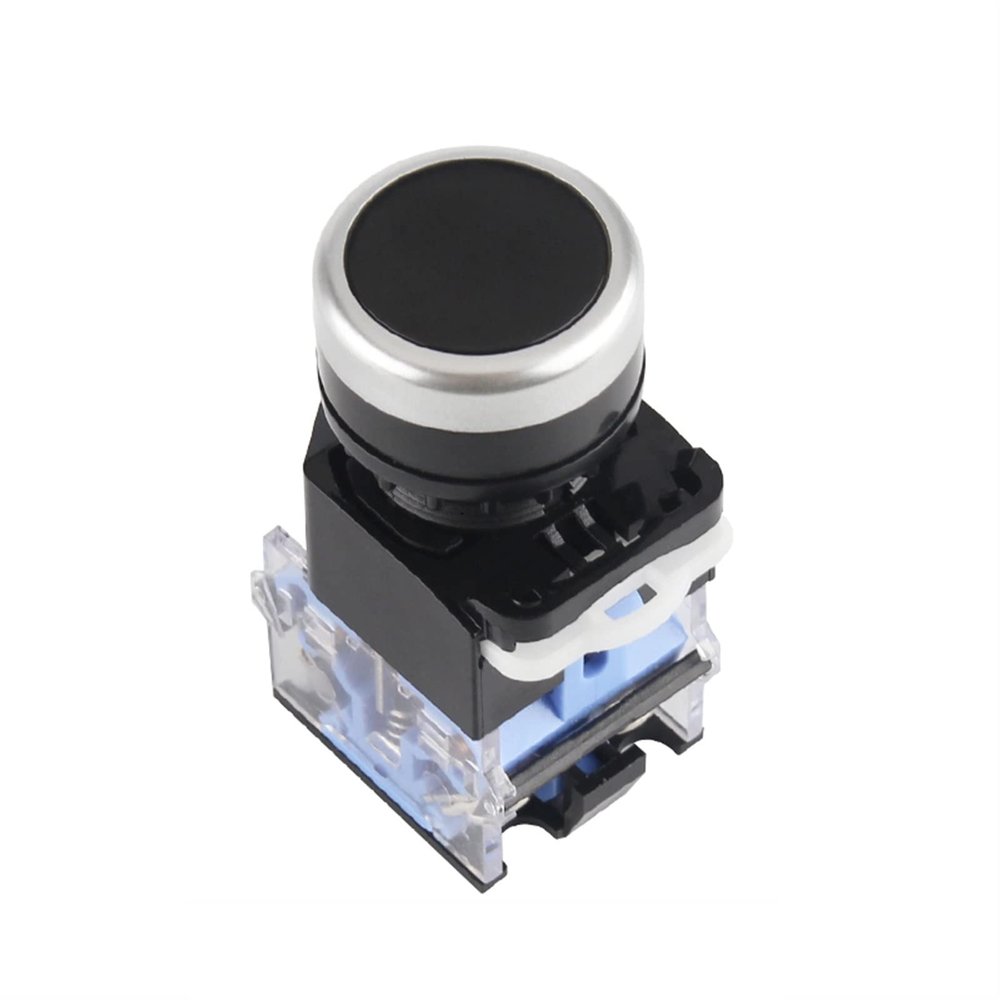 FXPCGZISH 1PCS Push Button Switch LA38-11BN LA38-11BNZS NO/NC Momentary/Latching 22mm 4 Screws Round Panel Cutout 2 Position Knob Switch (Color : Preto, Size : Self Reset)