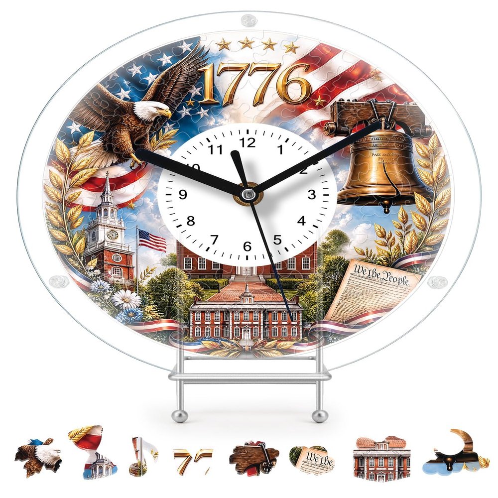 DIY Acrylic Puzzle Clock Kit 10 in, Spirit of Independence Clock Puzzles