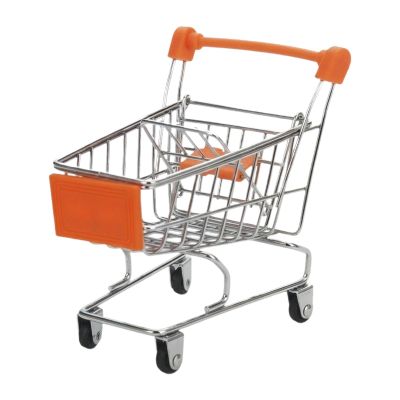 TWTCZOZ Mini Shopping Cart Small Supermarket Organizer Storage Toy Early Learning Desk Display Kids Decorative Ornament Suitable for Gift Office Ch, Orange