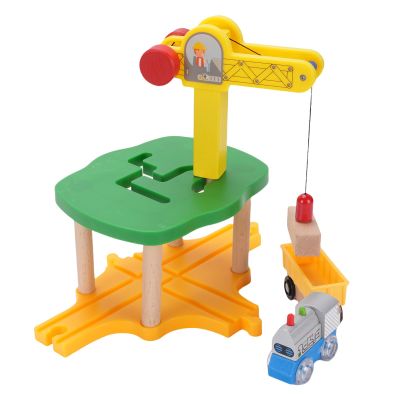 ZIRLANLV Wooden Train Track Crane Toy for Kids