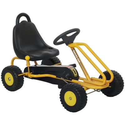 Qaba Go Kart for Kids 4 Wheel Pedal Go Cart with Steering Wheels Yellow