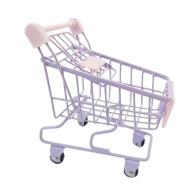 Simhoa Mini Shopping Cart Desktop Organizer Kids Grocery Trolley Iron Material Cute Ornament Suitable for Office Storage Party Decoration Gift Giving, Purple