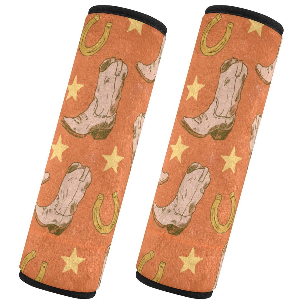 Vdsrup Seat Belt Covers 2 Pack Cowboy Boots Stars Car Seat Strap Covers Super Soft Car Seat Neck Cover for Boys Girls Adults Babies M