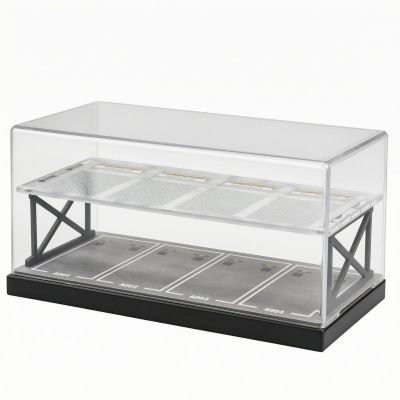 JunZheHub Children Parking Garage Model Diorama Display Two-Level Miniature Resin Acrylic Compact Box Suitable for Office Shelf Collection Cabinet Desk Decor 20cmx10cmx10cm