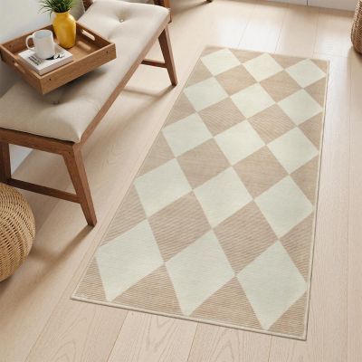 GAQ33T Boho Round Area Rug, Washable Non Slip Circular Floor Carpet, for Living Room, Bedroom, Bathroom and Daily Indoor Use(Beige,2' x 4' (Rectangular))
