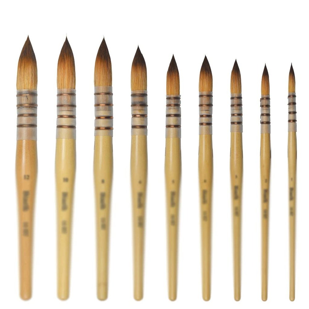MVNOIRE Hair Wood Handle Watercolor Acrylic Artist Art Supplies Paintbrush