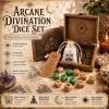 Arcane Divination Oracle Dice Set with Engraved Wooden Storage Box, Handcrafted 10-Piece Symbol Wooden Dice, Intuition Amplifier for Tarot Ritual Meditation Shadow Work Spiritual Guidance view 2