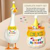 AwnsIMfreien 2pcs Birthday Goose Clothes, Adorable Goose Birthday Bib and Hat Vibrant Print Porch Statue Costume for 17-23in/43.18-58.42cm Garden Geese Festive Decor, Porch Geese Clothes view 3