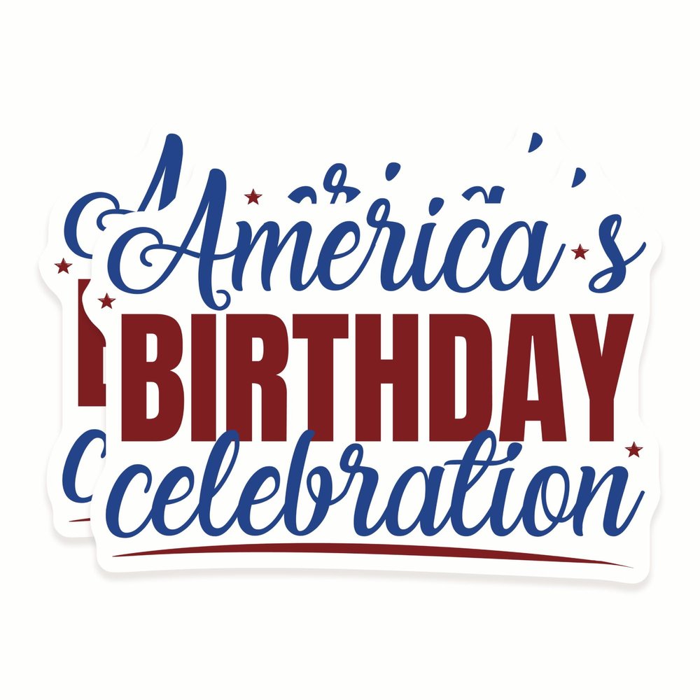 America's Birthday Celebration Stickers - Patriotic Decal - Independence Day Decor - USA Holiday Emblems - 2 Pack - 5 Inch Design - Smooth Surface Vinyl Stickers - Printed in the USA - IHS14353