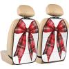 Watercolor Christmas Red Plaid Ribbon Bow Car Seat Back Kick Protector view 1