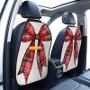Watercolor Christmas Red Plaid Ribbon Bow Car Seat Back Kick Protector view 3