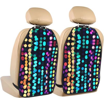 QAZWZML Colored light spots Printed car rear seat protectors, 2-pack, adjustable size, suitable for taxi and private car seats