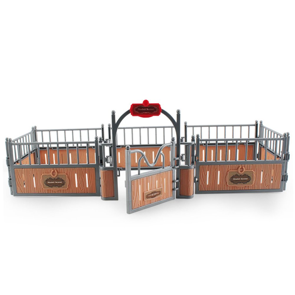 DAGLLGEW Horse Stable Playset Fence 17.3x7.9x5.9'' Realistic Plastic Horse Barn Playset Fence Imaginary & Creative Educational Toys Accessories for Lovers Toys Barn Farm