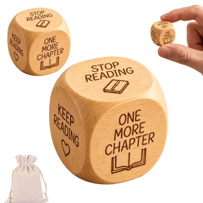 Wooden Reading Decision Dice,Vintage Book Lover Gift, Fun Desktop Decor for Readers, Teachers, Him Her, Father's Day Retirement Present