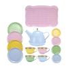 14pcs Tea Party Set for Girls Pretend Kitchen Toy Tea Set Metal Kitchenware Accessory Cups Dishes Food Tray for view 1