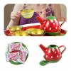 14pcs Tea Party Set for Girls Pretend Kitchen Toy Tea Set Metal Kitchenware Accessory Cups Dishes Food Tray for view 2