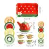 14pcs Tea Party Set for Girls Pretend Kitchen Toy Tea Set Metal Kitchenware Accessory Cups Dishes Food Tray for view 3
