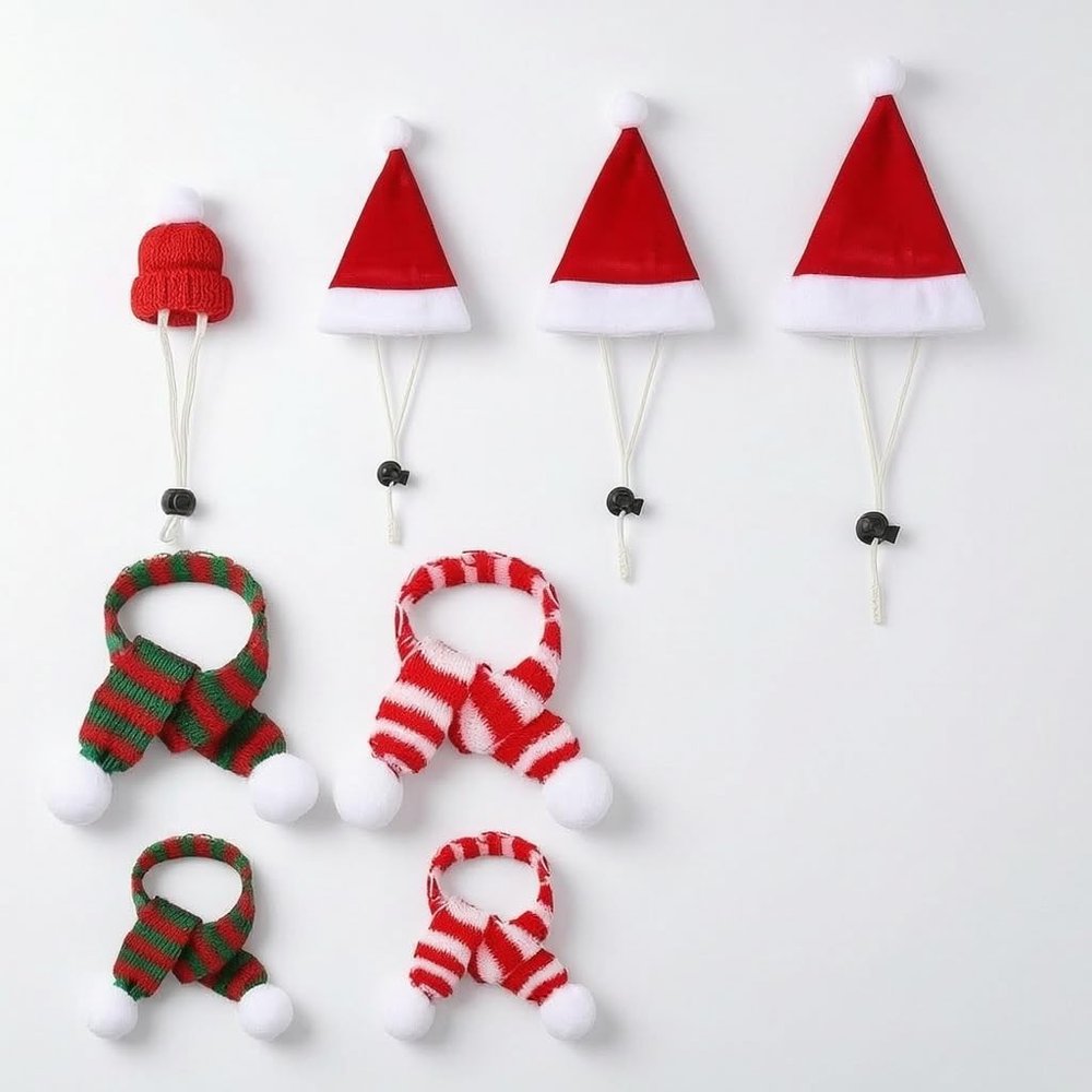 FJMQHU Small Pet Santa Hat and Scarf Christmas Costume Outfit Set for Guinea Pig Christmas Party