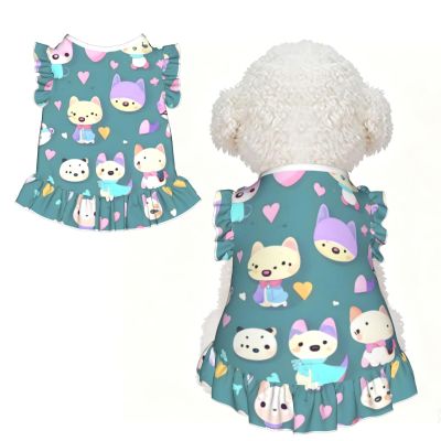 LPLSNWS Cute little fox Small Small dog and cat flared petticoat, suitable for walks, holidays, weddings, etc. Black
