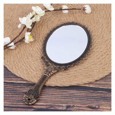 LPSEJAA Carved Handheld Vanity Makeup Hand Handle Cosmetic Compact Women