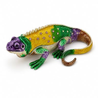 LOGOFUN Jeweled Lizard Enamel Trinket Box Ring Earring Storage Case