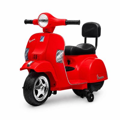 Licensed Vespa Kids Electric Scooter, 6V 4-Wheel Ride on Motorcycle