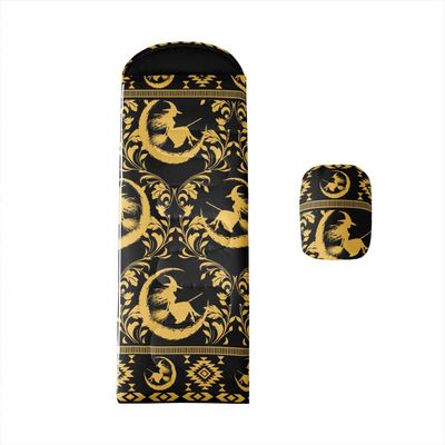 Moon Witch Kids Sleeping Bag Goth Witchy Damask Backpacking Spooky Aztec Wearable Camping Blanket for Hiking Outdoor Travel Hunting Retro Floral Scroll Baroque Victorian Sleep Bag