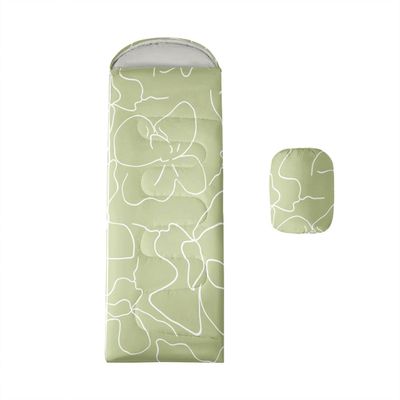 Boho Kids Sleeping Bag Abstract Stripes Backpacking Line Art Floral Striped Wearable Camping Blanket for Hiking Outdoor Travel Hunting Green White Sleep Bag