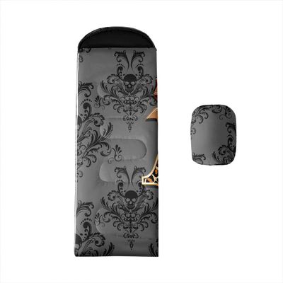 Brown Leopard Print Letter A Damask Kids Sleeping Bag Sugar Skull Gothic Backpacking Alphabet Vintage Floral Wearable Camping Blanket for Hiking Outdoor Travel Hunting Monogrammed Goth Sleep Bag