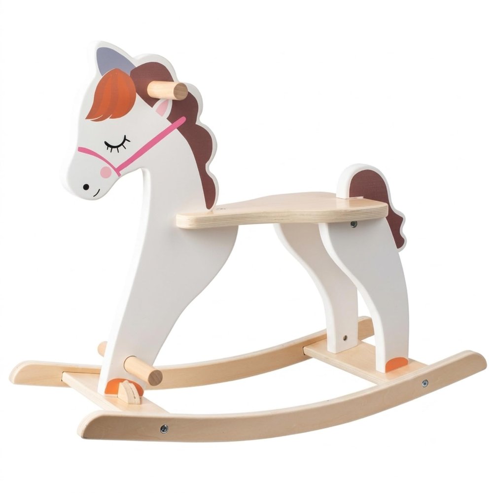 petsola Wooden Rocking Horse Stable Rocking Horse Sturdy Rocker for Young Children, Kids
