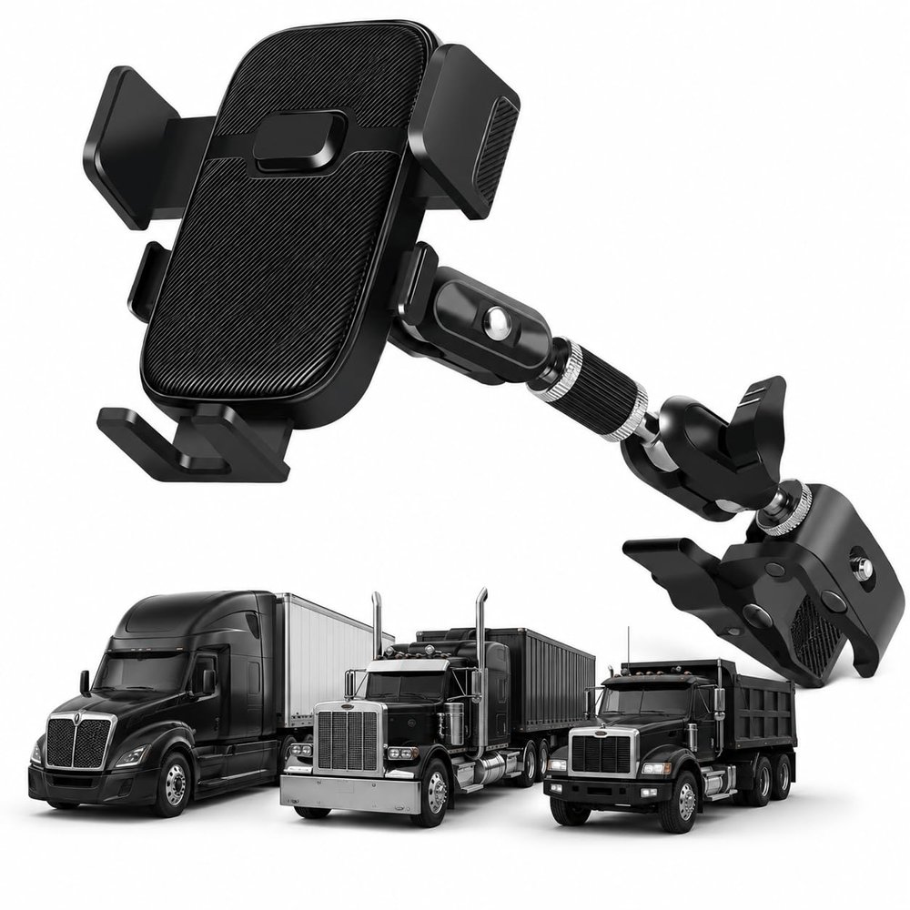 WYMZF Heavy Duty Truck Phone Holder for Mercedes-Benz Sprinter 4500 Cargo Van 2012-2016, Handle Clamp Mount Cell Phone Holder with Adjustable Arm for Semi Truck Pickup Excavator Bus RV