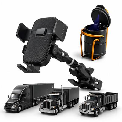 WYMZF Heavy Duty Truck Phone Holder for Mercedes-Benz Sprinter 1500 Cargo Van 2017-2021, Handle Clamp Mount Cell Phone Holder with Adjustable Arm for Semi Truck Pickup Excavator Bus RV