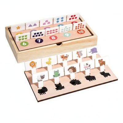 Chosertory Children Learning Game Wooden Cognitive Pairing Box Matching Game Shape Sorter Number Cards Animal Cards Color Matching Board Quiet Learning Fun Suitable for Home Preschool Classroom