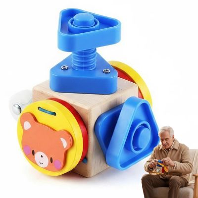 Senior Activity Cube with Mechanical Switches for Daily Hand Engagement