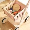 Amagogo Children Simulation Cart Wooden Push Cart Pusher Shopping Cart Toy Push Toy Pretend Play Cart Stable Frame Smooth Movement Suitable for Walking Practice playroom use Gift Giving view 2